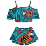 Flame Swirls Kids  Off Shoulder Skirt Bikini