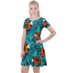 Flame Swirls Cap Sleeve Velour Dress 