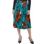 Flame Swirls Classic Velour Midi Skirt 