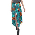 Flame Swirls Velour Split Maxi Skirt