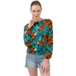 Flame Swirls Banded Bottom Chiffon Top