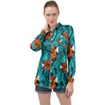 Flame Swirls Long Sleeve Satin Shirt