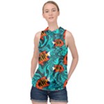 Flame Swirls High Neck Satin Top