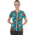 Flame Swirls Short Sleeve Zip Up Jacket