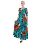 Flame Swirls Half Sleeves Maxi Dress