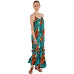 Flame Swirls Cami Maxi Ruffle Chiffon Dress