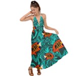 Flame Swirls Backless Maxi Beach Dress