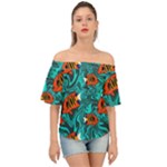 Flame Swirls Off Shoulder Short Sleeve Top