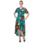 Flame Swirls Front Wrap High Low Dress