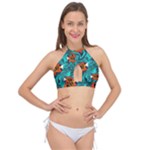 Flame Swirls Cross Front Halter Bikini Top