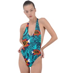 Backless Halter One Piece Swimsuit 