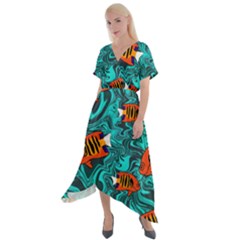 Cross Front Sharkbite Hem Maxi Dress 