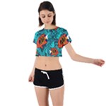 Flame Swirls Tie Back Short Sleeve Crop T-Shirt