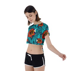 Tie Back Short Sleeve Crop T-Shirt 