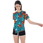 Flame Swirls Asymmetrical Short Sleeve Sports T-Shirt