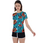 Flame Swirls Back Circle Cutout Sports T-Shirt