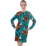 Flame Swirls Long Sleeve Hoodie Dress