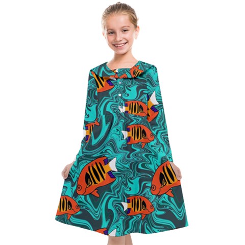 Flame Swirls Kids  Midi Sailor Dress from ArtsNow.com