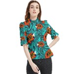 Flame Swirls Frill Neck Blouse