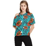 Flame Swirls One Shoulder Cut Out T-Shirt