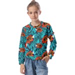 Flame Swirls Kids  Long Sleeve T-Shirt with Frill 