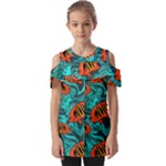 Flame Swirls Fold Over Open Sleeve Top