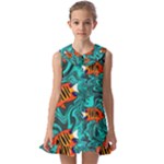 Flame Swirls Kids  Pilgrim Collar Ruffle Hem Dress