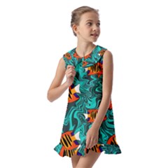 Kids  Pilgrim Collar Ruffle Hem Dress 