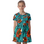 Flame Swirls Kids  Short Sleeve Pinafore Style Dress