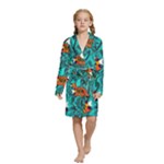 Flame Swirls Kids  Long Sleeve Velvet Lounge Robe