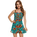 Flame Swirls Ruffle Edge Bra Cup Chiffon Mini Dress