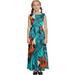 Flame Swirls Kids  Satin Sleeveless Maxi Dress