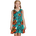 Flame Swirls Kids  Sleeveless Tiered Mini Dress