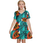 Flame Swirls Kids  Short Sleeve Tiered Mini Dress