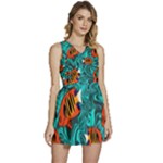 Flame Swirls Sleeveless High Waist Mini Dress