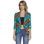 Flame Swirls Women s 3/4 Sleeve Ruffle Edge Open Front Jacket