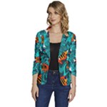 Flame Swirls Women s One-Button 3/4 Sleeve Short Jacket