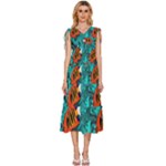 Flame Swirls V-Neck Drawstring Shoulder Sleeveless Maxi Dress