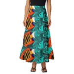 Flame Swirls Tiered Ruffle Maxi Skirt