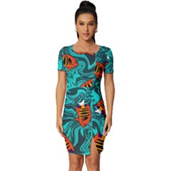 Fitted Knot Split End Bodycon Dress 