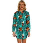 Flame Swirls Womens Long Sleeve Shirt Dress