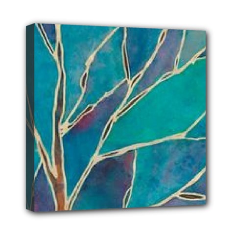 Aqua Batik, Abstract, Colorful Mini Canvas 8  x 8  (Stretched) from ArtsNow.com