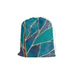 Aqua Batik, Abstract, Colorful Drawstring Pouch (Medium)