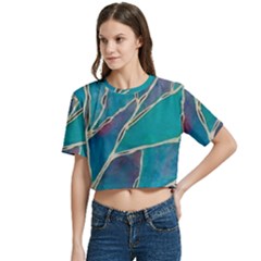 Women s Round Neck Short Sleeve Crop Top 