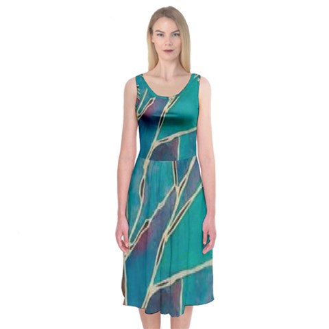 Aqua Batik, Abstract, Colorful Midi Sleeveless Dress from ArtsNow.com