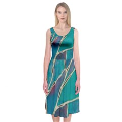 Aqua Batik, Abstract, Colorful Midi Sleeveless Dress from ArtsNow.com