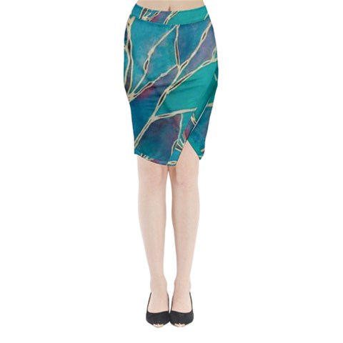 Aqua Batik, Abstract, Colorful Midi Wrap Pencil Skirt from ArtsNow.com