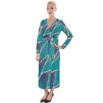 Aqua Batik, Abstract, Colorful Velvet Maxi Wrap Dress