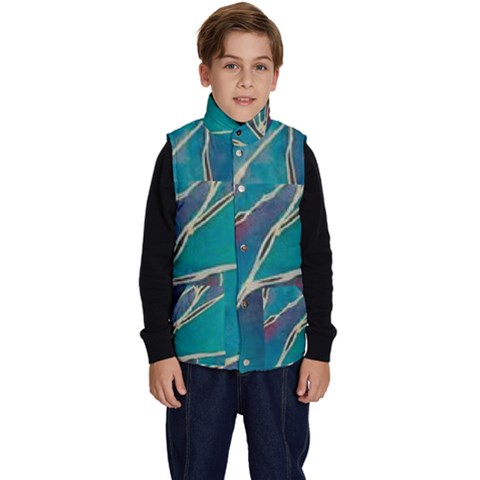 Aqua Batik, Abstract, Colorful Kid s Button Up Puffer Vest from ArtsNow.com