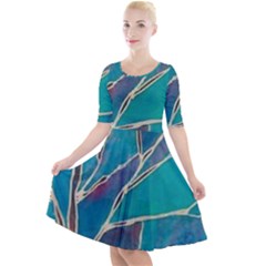 Quarter Sleeve A-Line Dress 